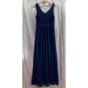 Lulus Navy Blue V Neck‎ Sleeveless Maxi Dress Bridesmaid Wedding Party Medium